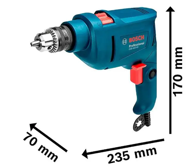 Furadeira Industrial Impacto 3/8 Reversão 450W GSB 450RE + Estojo 41 Peças X-Line BOSCH - Imagem 2