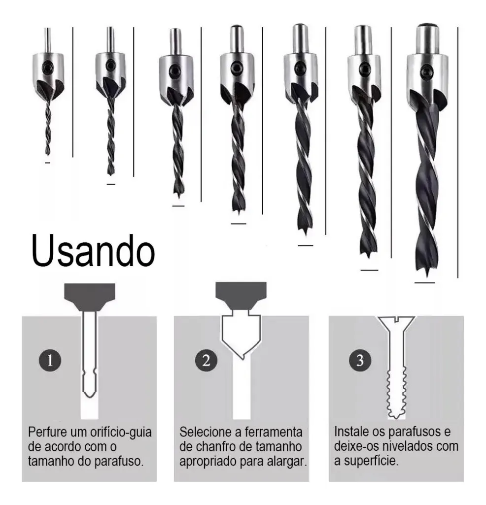 Kit de Brocas para Madeira e Metal - Broca Escalonada Cônica com 26 Peças, Completo para Furadeira | jogo de broca | kit de brocas - Imagem 2