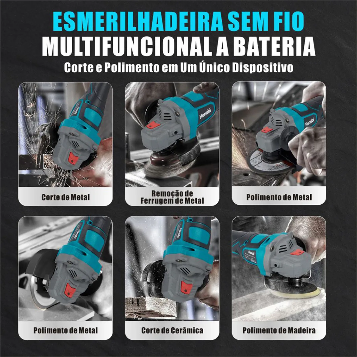 Esmerilhadeira Lixadeira Brushless Sem Fio 2 Baterias 21v - Imagem 2