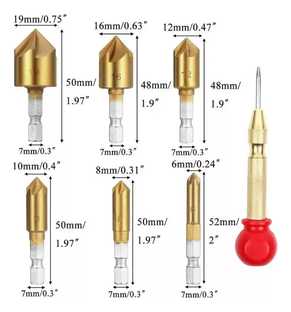Kit de Brocas para Madeira e Metal - Broca Escalonada Cônica com 26 Peças, Completo para Furadeira | jogo de broca | kit de brocas - Imagem 4
