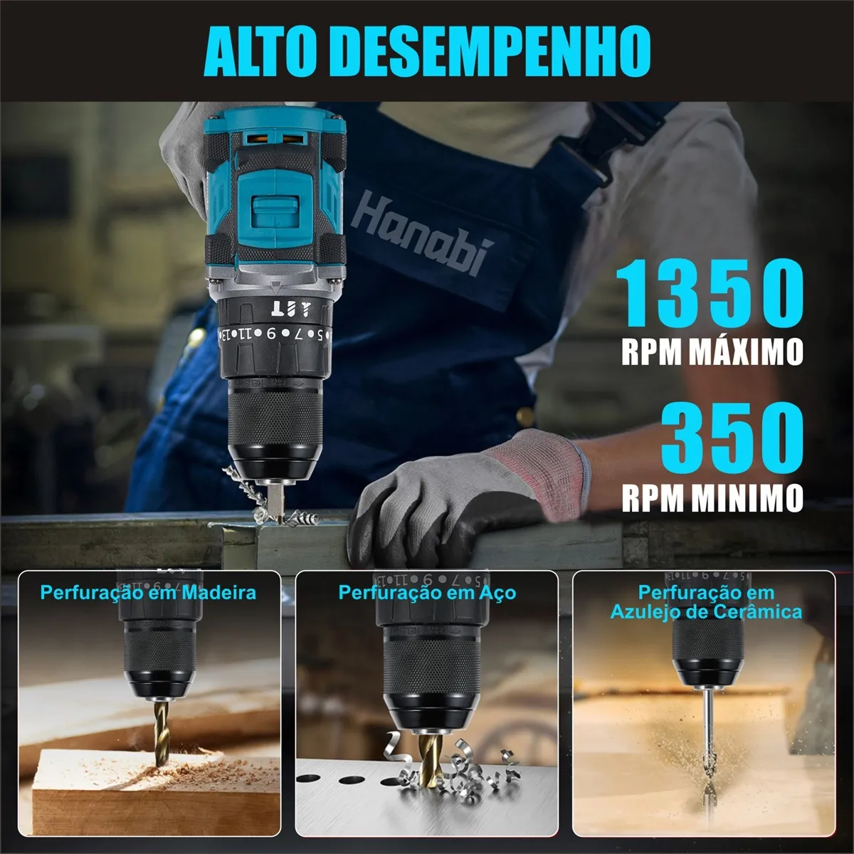 Parafusadeira Furadeira De Impacto 2.0ah 16.8v 2 Bateria - Imagem 4