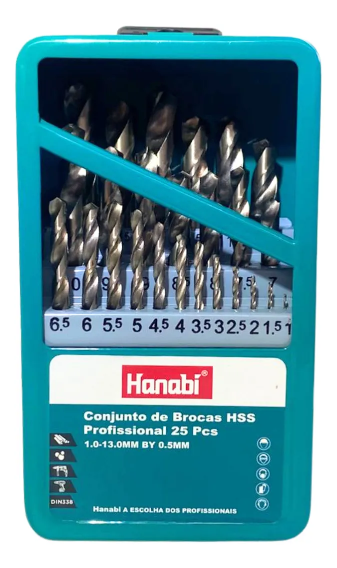 Kit Brocas Aço Rápido M35 Cobalto 25 Peças 1 A 13mm Hanabi - Imagem 2