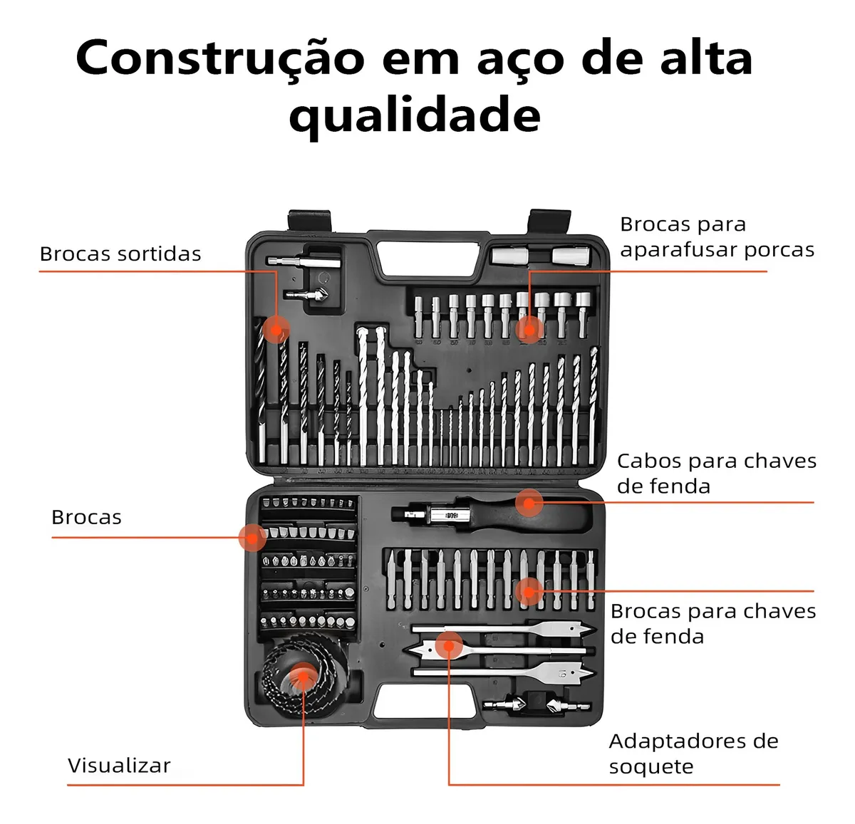 Jogo De Brocas Furadeira Para Madeira Concreto Parafusadeira - Imagem 9