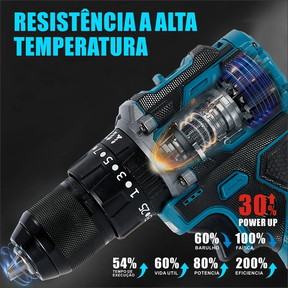 Parafusadeira Furadeira De Impacto 2.0ah 16.8v 2 Bateria - Imagem 7