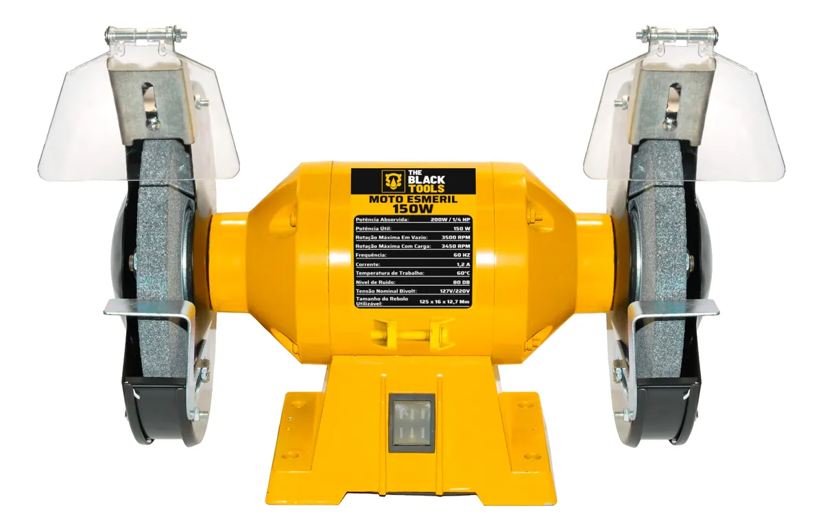 Moto Esmeril Bancada 6 Polegadas 150w 1/4cv Bivolt 2 Rebolos Amarelo 127/220v - Imagem 9