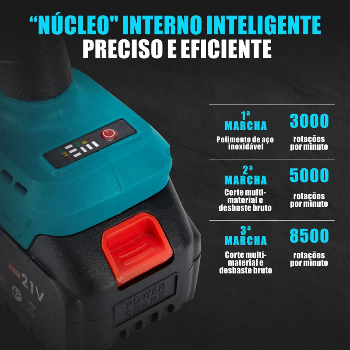 Esmerilhadeira Lixadeira Brushless Sem Fio 2 Baterias 21v - Imagem 7