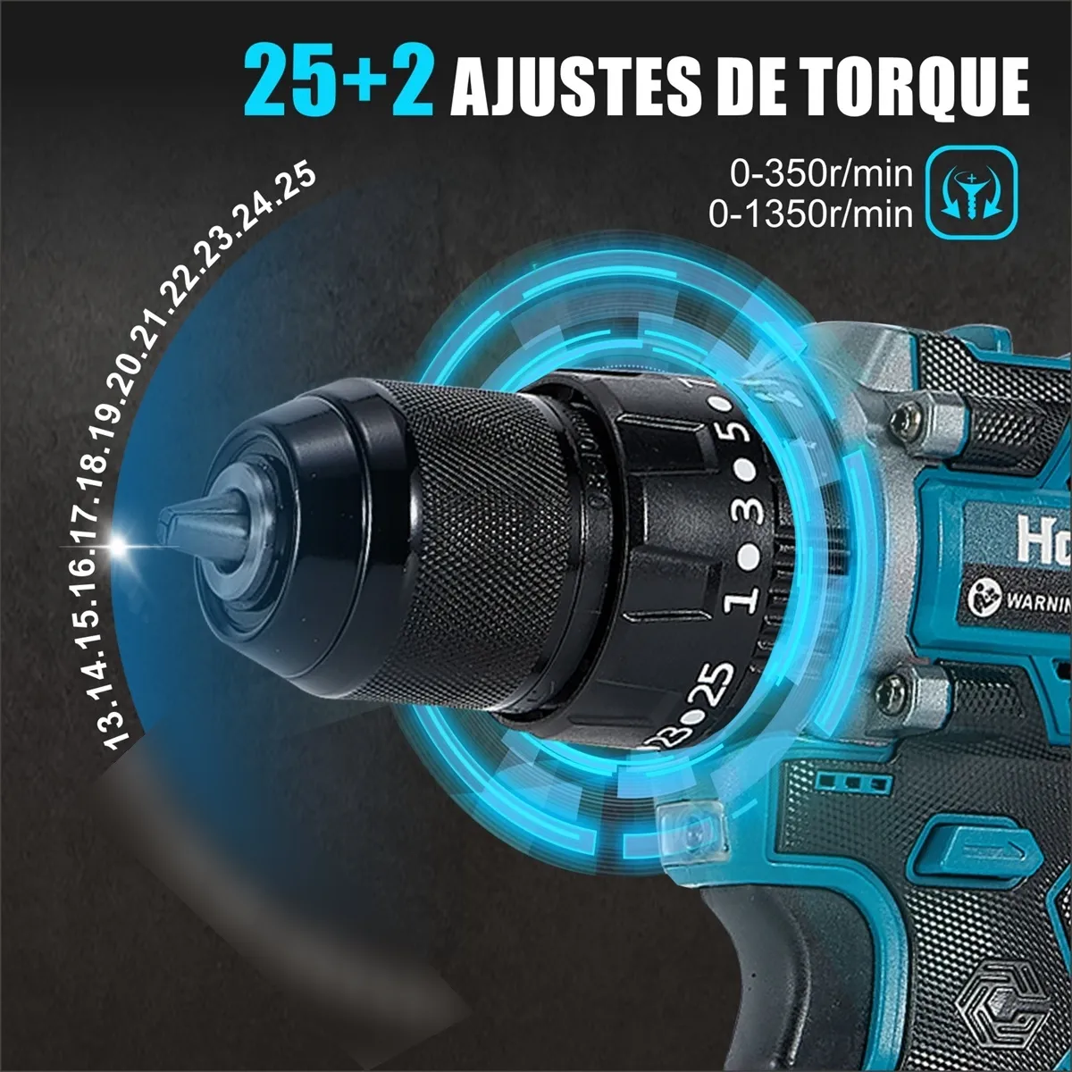 Parafusadeira Furadeira De Impacto 2.0ah 16.8v 2 Bateria - Imagem 8
