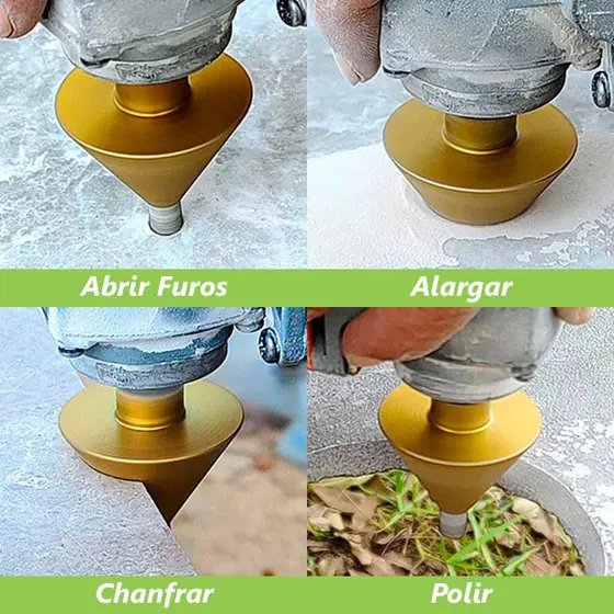 Broca Fura Piso Chanfro Diamantada Cônica Escalonada Desbaste Porcelanato Esmerilhadeira M14- Rolken - Imagem 5