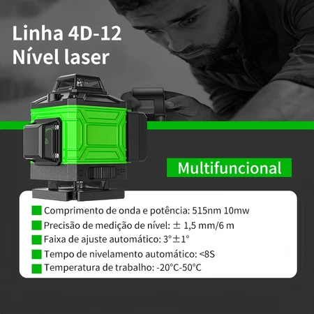 Nível a Laser Ajustável 8/12 Linhas Nível 360 ° - Imagem 7
