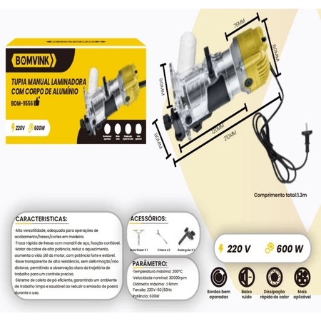 Tupia Manual Laminadora Com Corpo de Aluminio ou Plastico 600W - Imagem 9