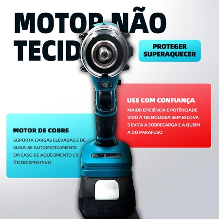 Furadeira Parafusadeira de Impacto 70N.m 2 Baterias 21V maleta 28 pçs Genai Genai - Imagem 2
