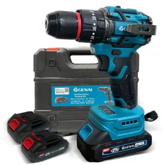 Furadeira Parafusadeira de Impacto 70N.m 2 Baterias 21V maleta 28 pçs Genai Genai