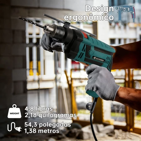 Furadeira Auto Reverso de Impacto Parafusadeira Drill 3200R/MIN 900W - Imagem 2