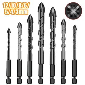 Kit 7 Brocas de carboneto Triangular Titânio Profissionais 3-12mm Para Fura Tudo