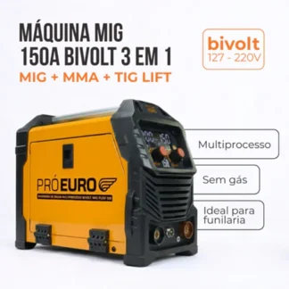 Máquina de Solda Multiprocesso MIG Flex 150A Bivolt MIG MMA TIG Lift - Pró Euro
