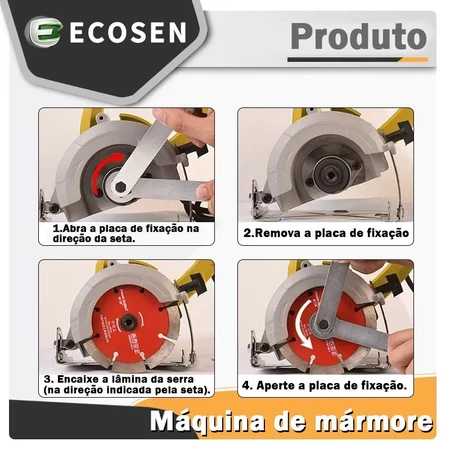 Serra Mármore Madeira Piso Granito Cerâmica 1550W 45 Graus 110mm Disco De Corte - Imagem 8