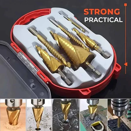 Brocas Titânio Escalonada Amarela Aço e Broca Corte Lateral Marcador Punção C/Estojo Organizador - Imagem 7