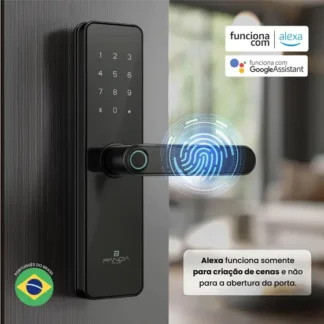 Fechadura Biométrica Eletrônica Digital Wifi Inteligente Porta Maçaneta Panda Plus Tuya Smart Life App Senha Chave Tag