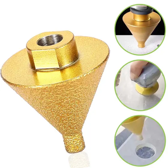 Broca Fura Piso Chanfro Diamantada Cônica Escalonada Desbaste Porcelanato Esmerilhadeira M14- Rolken