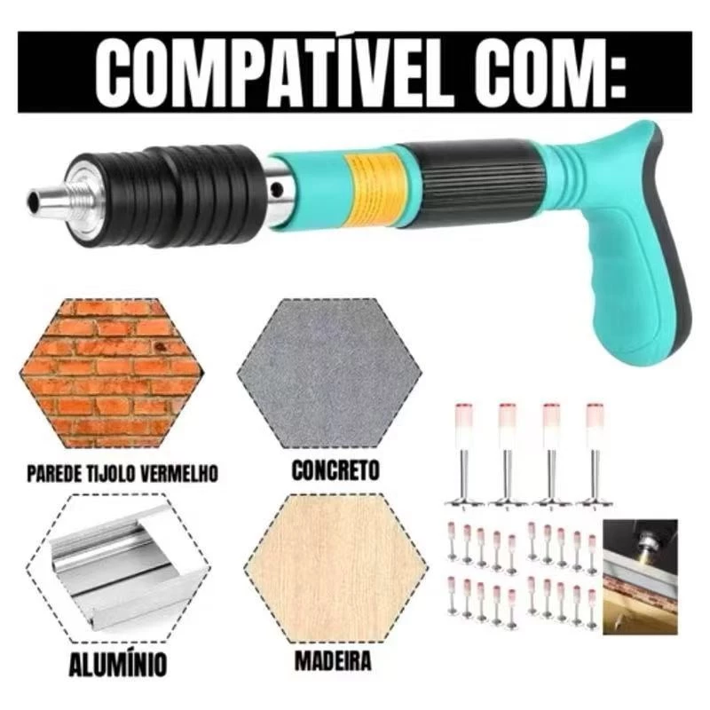 Kit pistola De Fixacao Finca Pino Acao Direta Verde Arita Linha PREMIUM! - Imagem 2