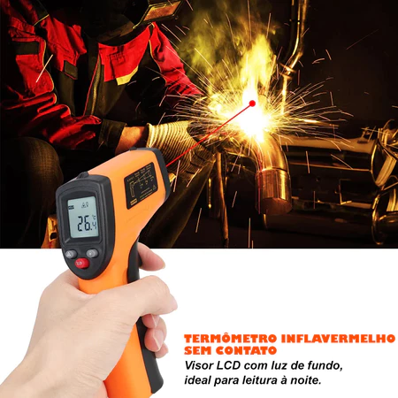 Termômetro Digital Infravermelho Cozinha e comida Laser Temperatura Industrial -55ºc - 400ºc - Imagem 3