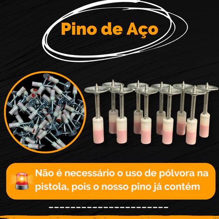 KIT 100 Pregos Fixação Pinos Para Pistola Finca Pino C/ Arruela cônica 44mm Alvenaria - Imagem 5