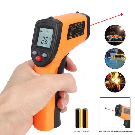 Termômetro Digital Infravermelho Cozinha e comida Laser Temperatura Industrial -55ºc - 400ºc