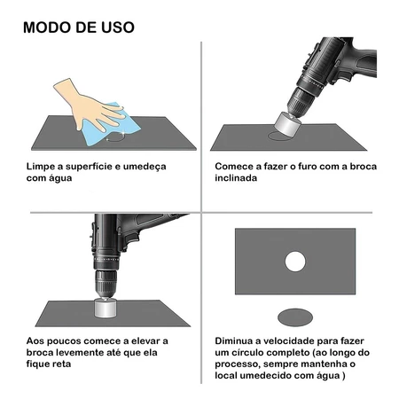 Broca Serra Copo Diamantada Para Cerâmica Piso Vidro Porcelanato - 6mm à 50mm 15peças - Imagem 5