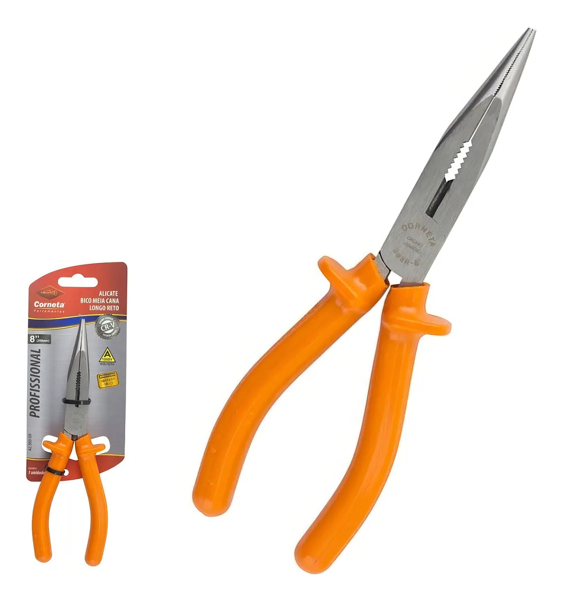 Alicate Bico Meia Cana Longo Reto 8'' Corte Preciso Corneta - Imagem 2