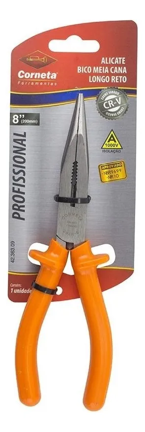 Alicate Bico Meia Cana Longo Reto 8'' Corte Preciso Corneta - Imagem 3