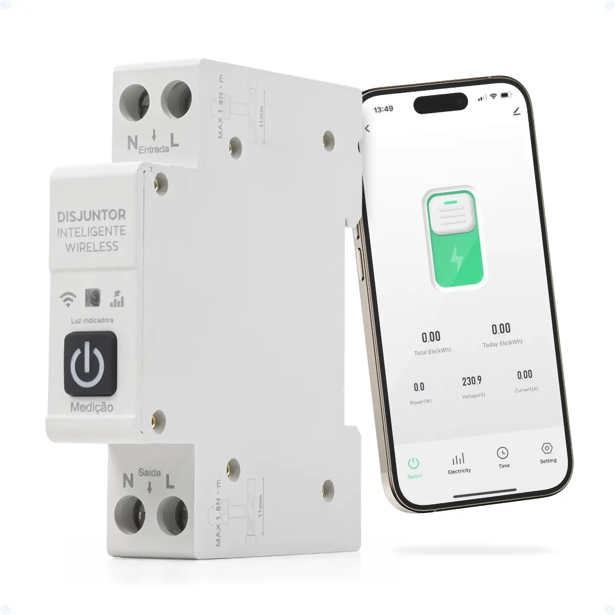 Disjuntor Inteligente Wifi 1-63a Monitoramento De Energia Corrente Ajustável