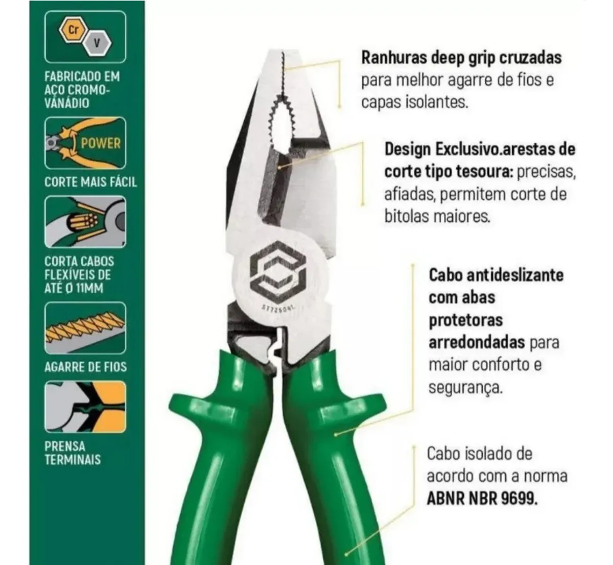 Alicate Universal Belzer Corte Tesoura 8pol Isolamento 1000v - Imagem 3