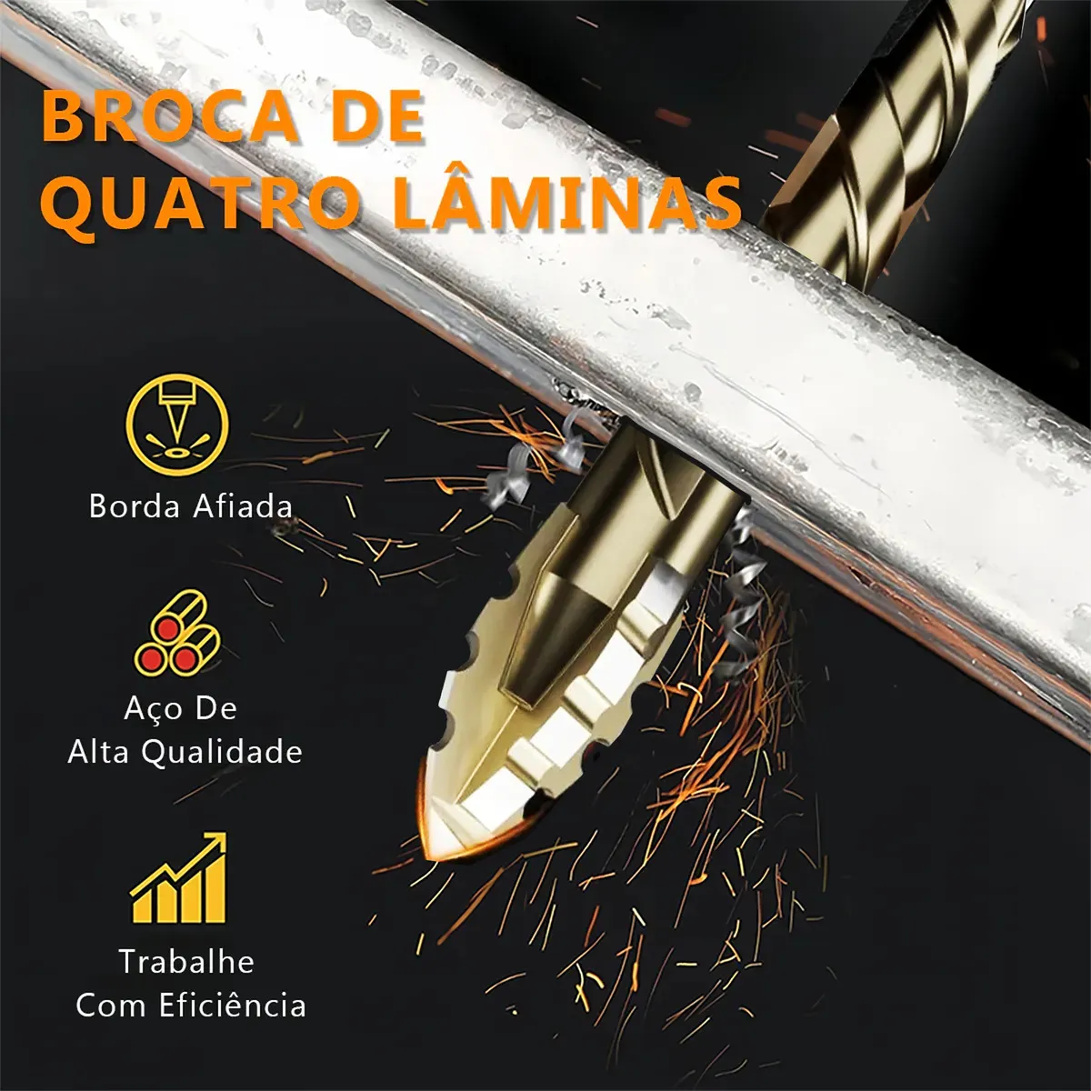 Brocas Excêntrica Serrilhada Ponta Cruzada Tungstênio 6mm/8mm/10mm/12mm - Imagem 4