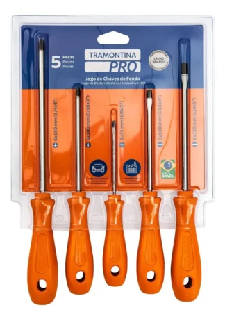 Jogo Fenda Chave Magnetizada Phillips 5 Peças Kit Tramontina