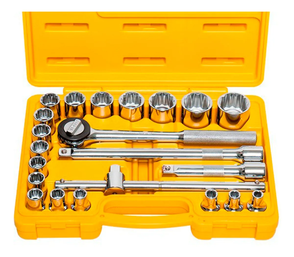 Jogo Soquete e Chave Catraca 1/2 8 a 32mm BCS022 The Black Tools Cor Amarelo - Imagem 6