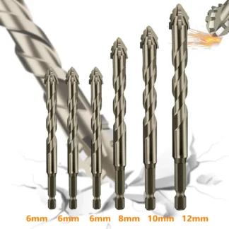 Brocas Excêntrica Serrilhada Ponta Cruzada Tungstênio 6mm/8mm/10mm/12mm