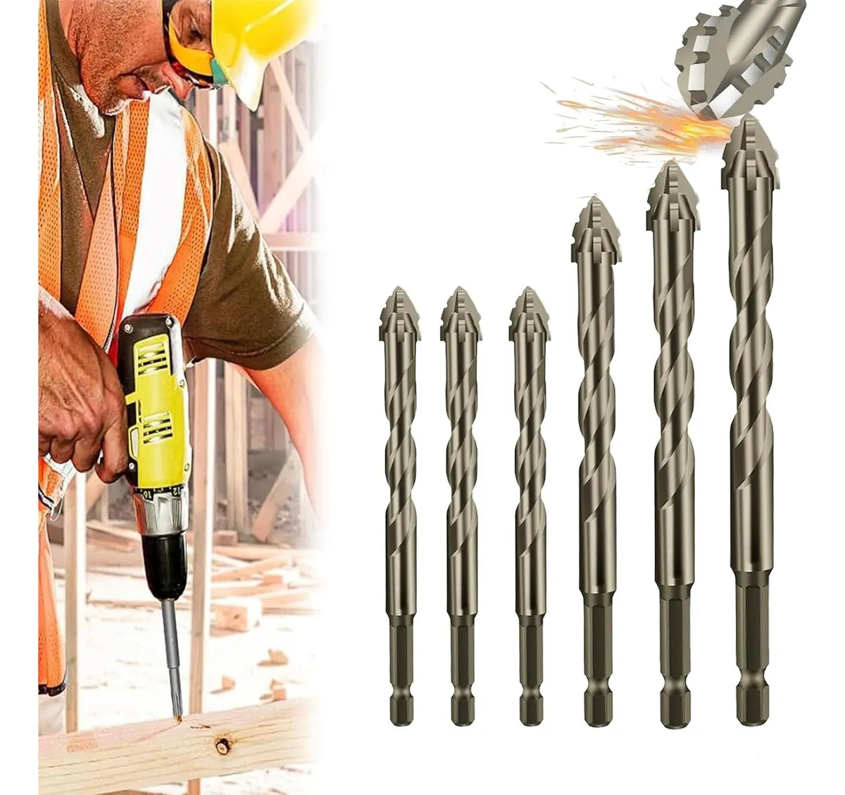 Brocas Excêntrica Serrilhada Ponta Cruzada Tungstênio 6mm/8mm/10mm/12mm - Imagem 8